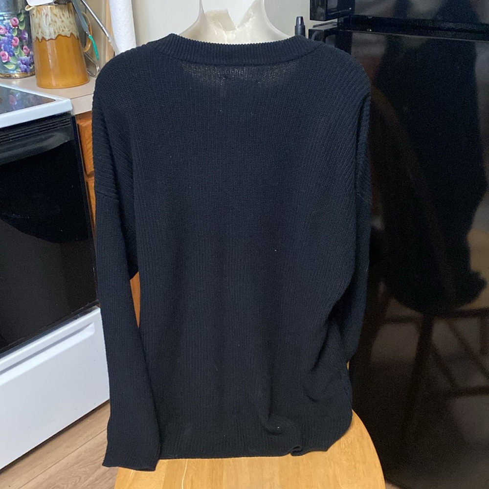 Aerie NWT over-sized black cotton waffle knit all-season slouchy sweate… - Picture 5 of 7